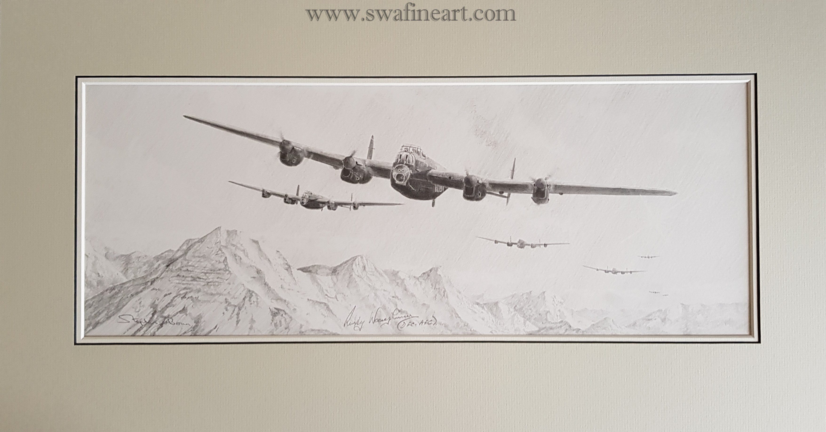 3512x1838 avro lancaster stephen brown original pencil drawing - Lancaster Drawing