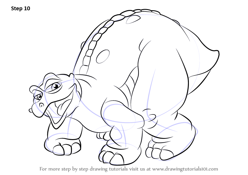 843x596 learn how to draw spike from the land before time - Land Drawing