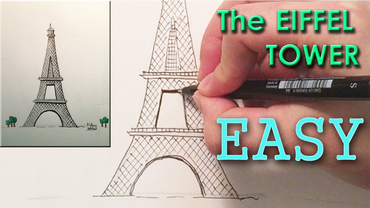 1280x720 how to draw the eiffel tower - Landmark Drawing