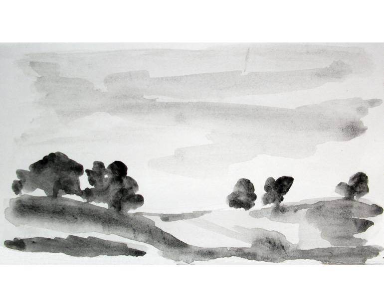 770x616 Abstract, Modern Landscape - Landscape Black And White Drawing