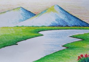 Landscape Color Drawing With Oil Pastels at PaintingValley.com ...