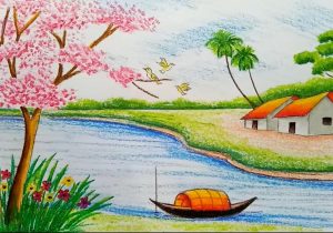 300x210 Landscape Color Drawing With Oil Pastels How To Draw A Village - Landscape Color Drawing With Oil Pastels