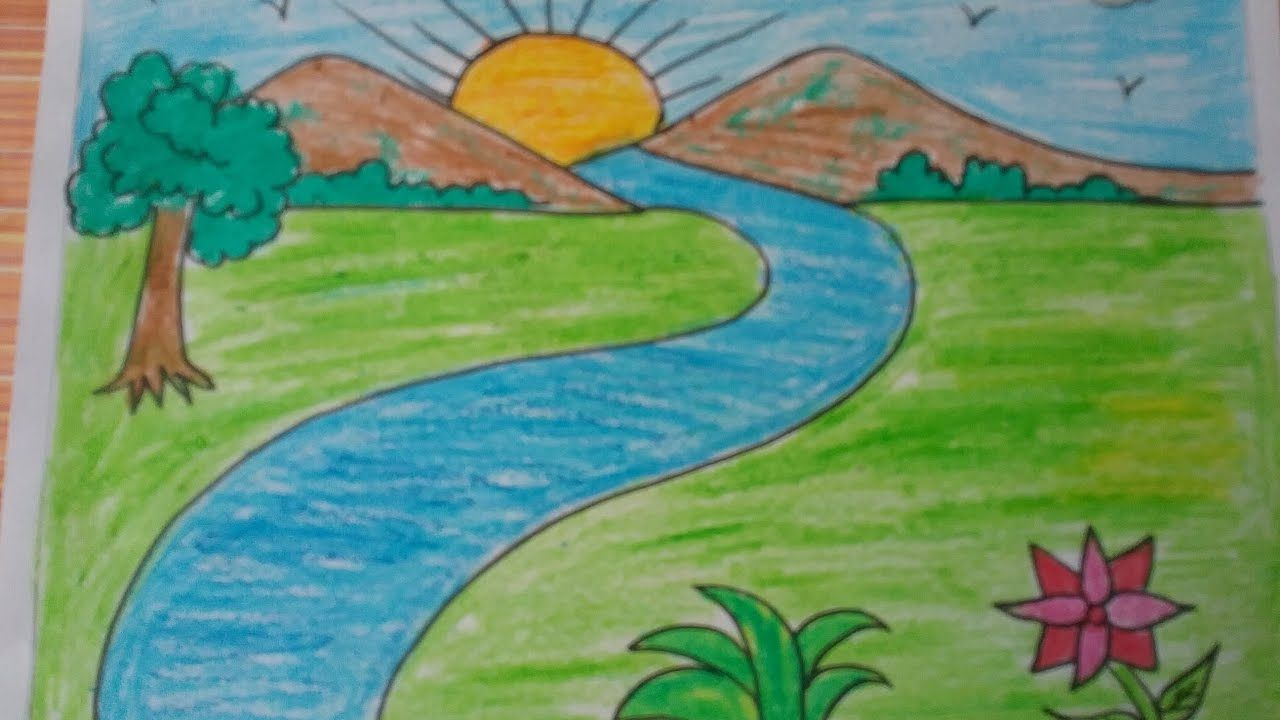 1280x720 Simple Landscape Drawing For Kids How To Draw A Landscape Kids - Landscape Drawing