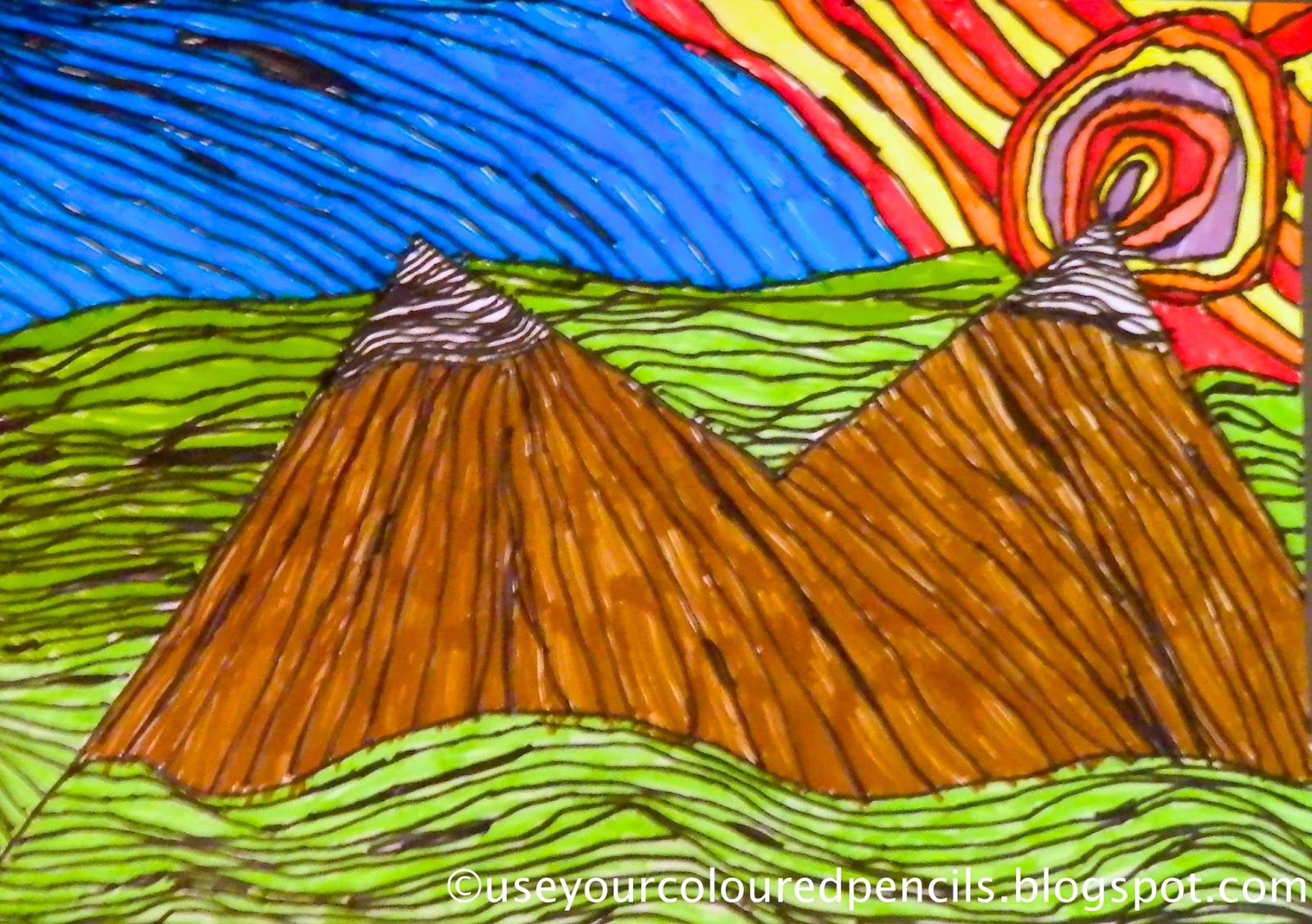 1600x1127 Use Your Coloured Pencils Warm And Cool Landscape Drawings - Landscape Drawing Coloured