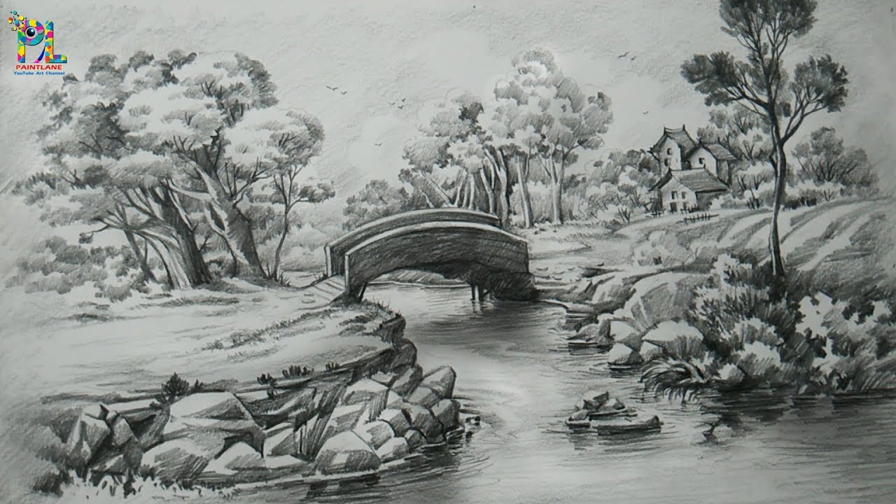 Easy Pencil Sketch Drawing Of Scenery for Girl