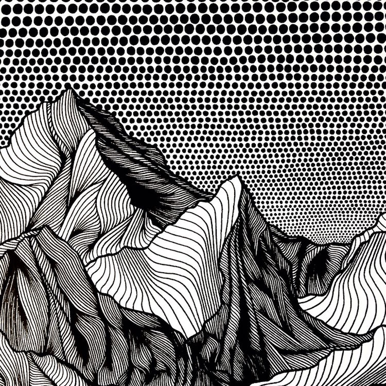 750x750 Christa Rijneveld Creates Pen And Ink Line Drawings Of Mountains - Landscape Line Drawing