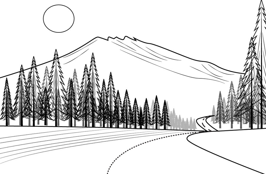 Landscape Line Drawing at Explore collection of