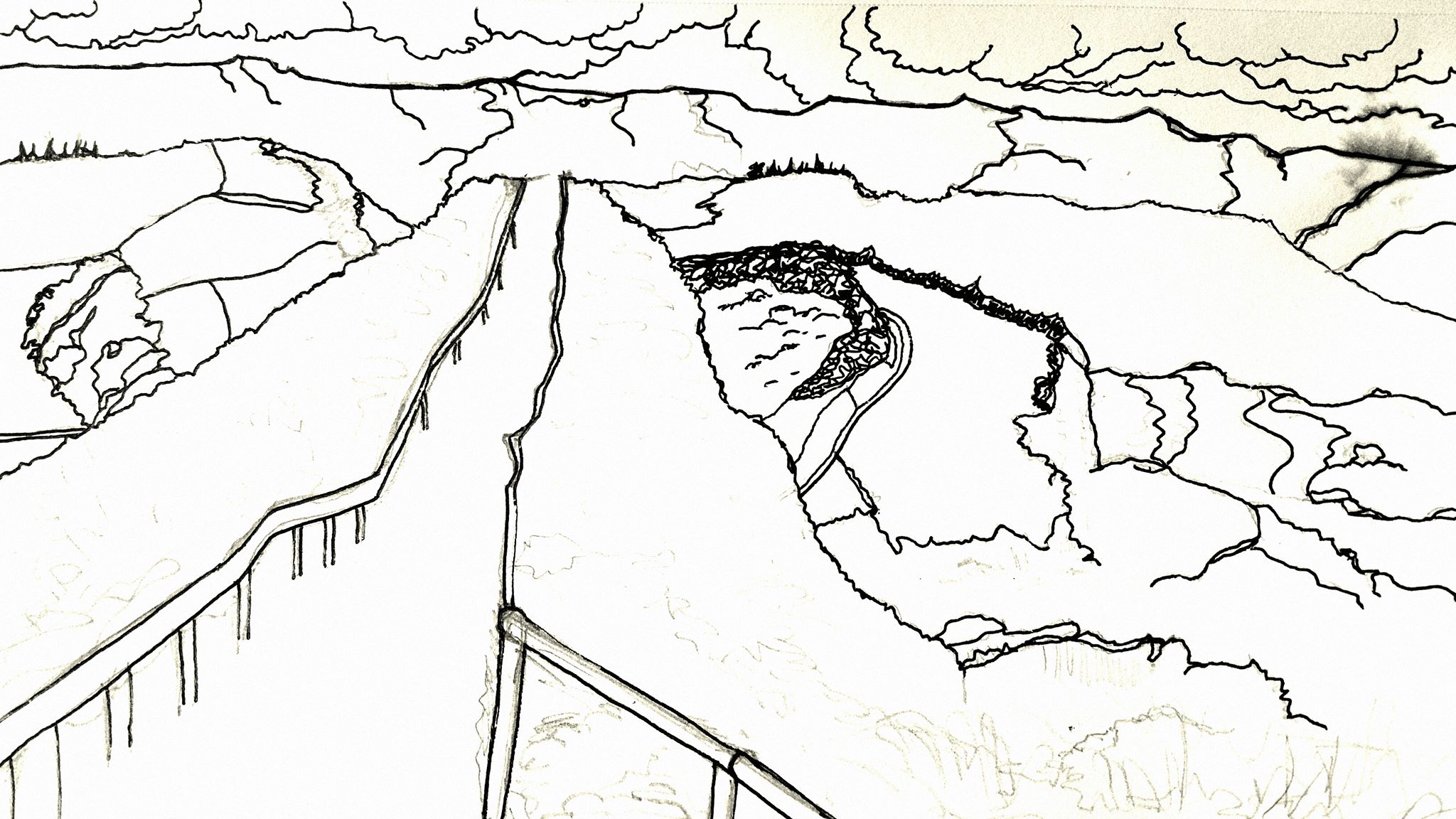 2048x1152 European Landscape Digital, Line Penney Knightly - Landscape Line Drawing