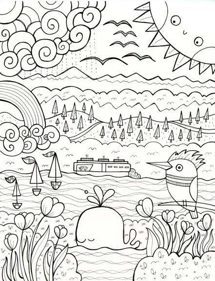 441x576 Line Drawings Kate Endle - Landscape Line Drawing