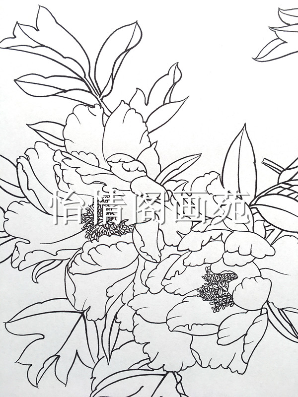600x800 Usd Gongbi Painting White Line Drawing Peony White Line - Landscape Line Drawing