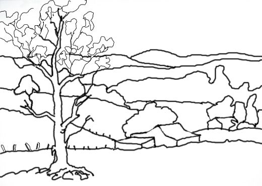 520x368 Line Landscape Drawing - Landscape Line Drawing