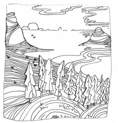 236x246 Best Line Vector Moodboard Images Continuous Line Drawing - Landscape Line Drawing