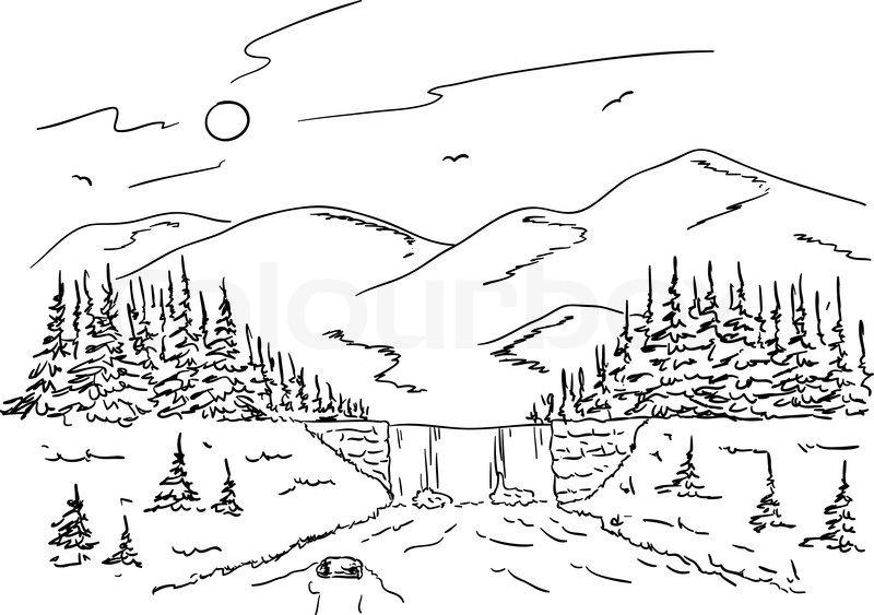 Landscape Outline Drawing at PaintingValley.com | Explore collection of