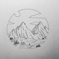 236x236 Outline Of Mountains Permanent Art Mountain Drawing, Drawings - Landscape Outline Drawing
