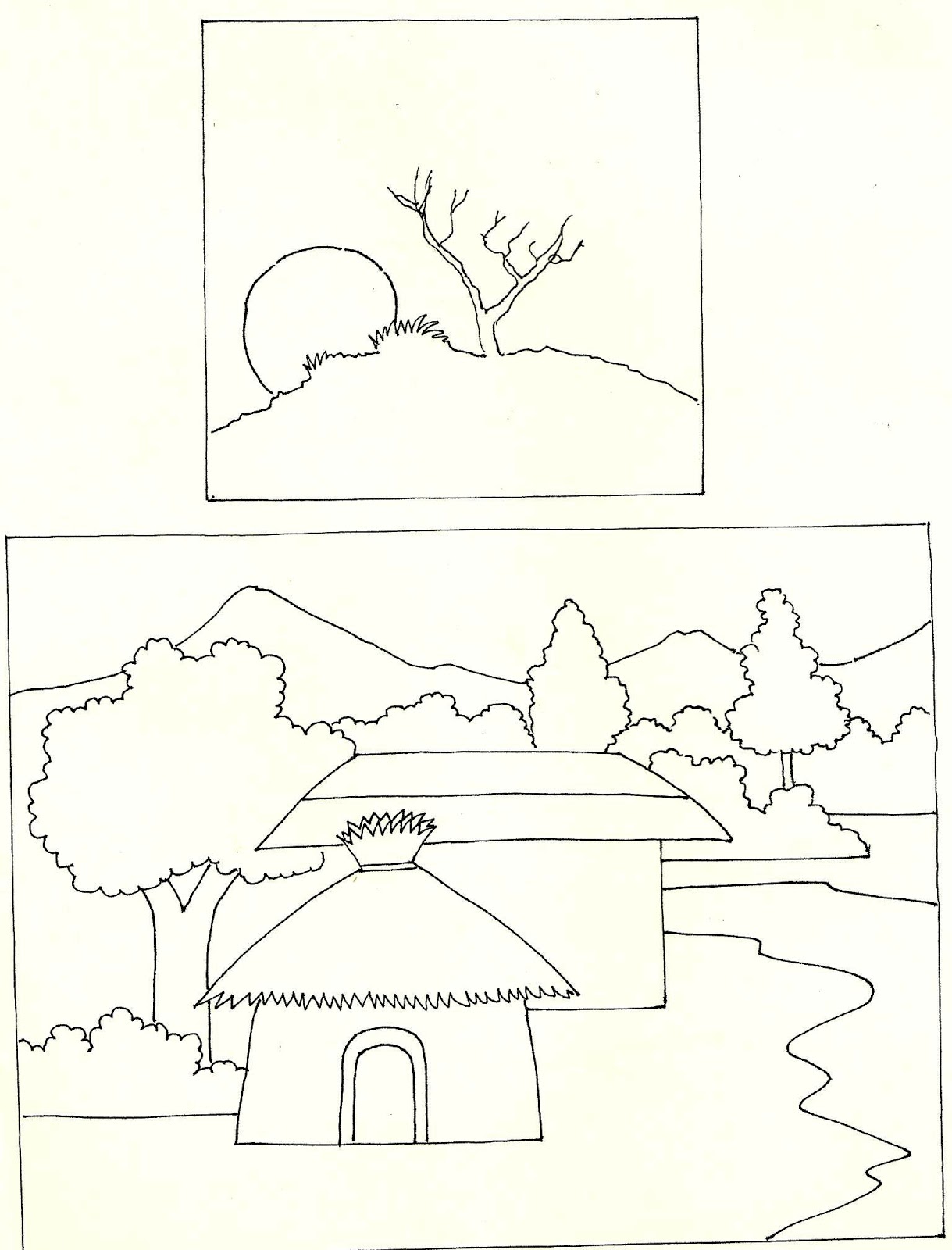1219x1600 Studentsdrawing Animal Step - Landscape Outline Drawing