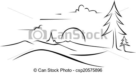 450x243 Abstract Landscape Drawing - Landscape Outline Drawing