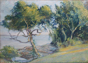 300x215 b wells original signed pastel drawing california coastal - Landscape Pastel Drawing