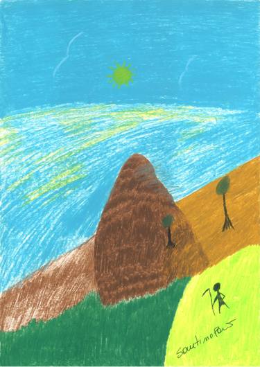375x530 Mountain Landscape Pastel Drawing Drawing - Landscape Pastel Drawing