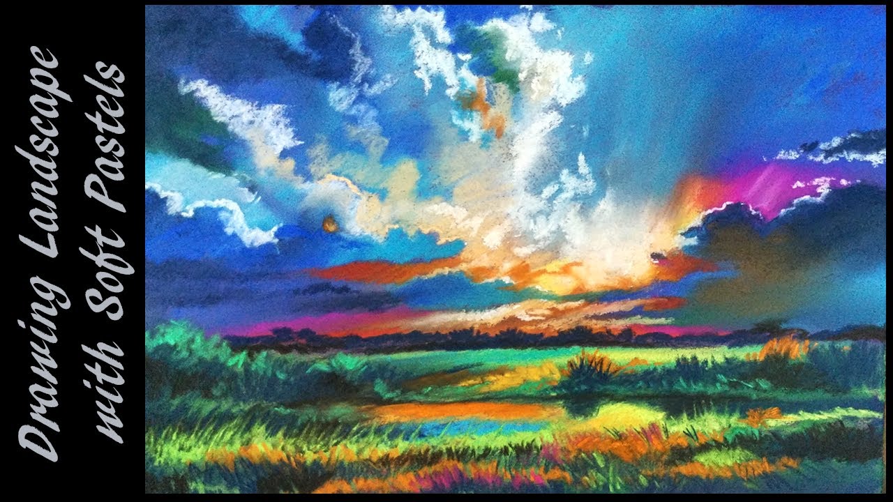 1280x720 soft pastel drawing tutorial, soft pastel techniques, how to draw - Landscape Pastel Drawing