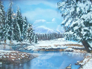 300x227 Vintage Winter Landscape Pastel Drawing - Landscape Pastel Drawing