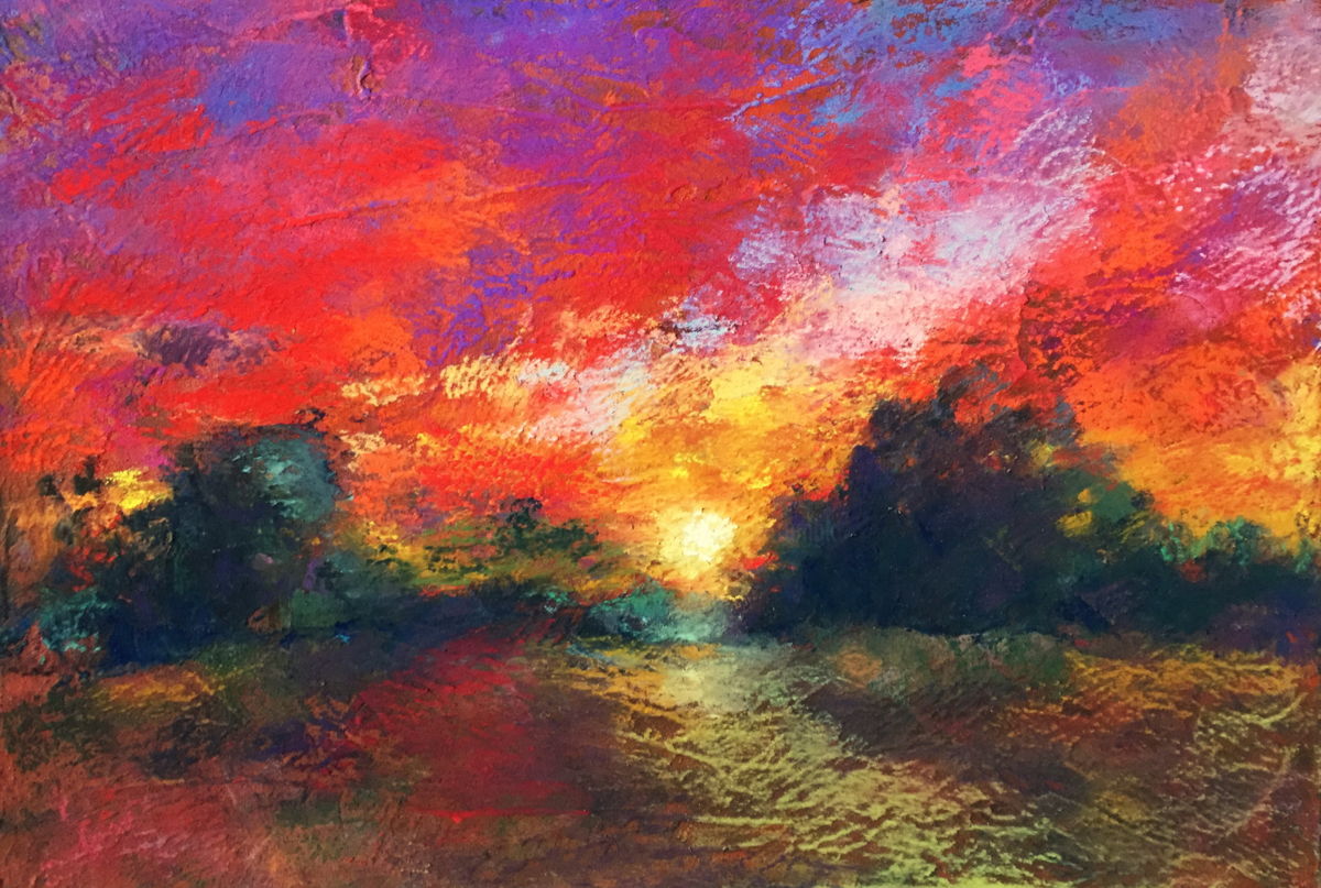 1200x807 Expressive Landscape Pastel Drawing Drawing - Landscape Pastel Drawing