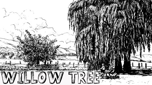 500x281 How To Draw A Willow Tree Landscape In Pen And Ink - Landscape Pen Drawing