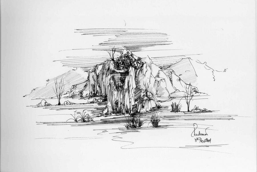 900x601 Landscape In Pen Drawing - Landscape Pen Drawing