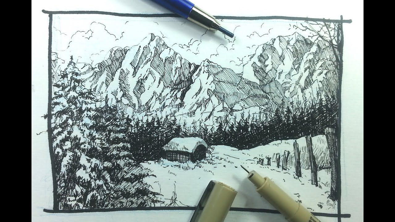 Landscape Pen Drawing at Explore collection of