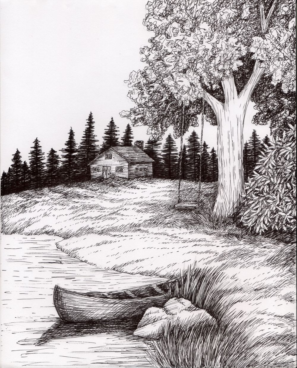 1000x1237 Pen And Ink Wash Landscape Pen And Ink Landscape Drawings Images - Landscape Pen Drawing