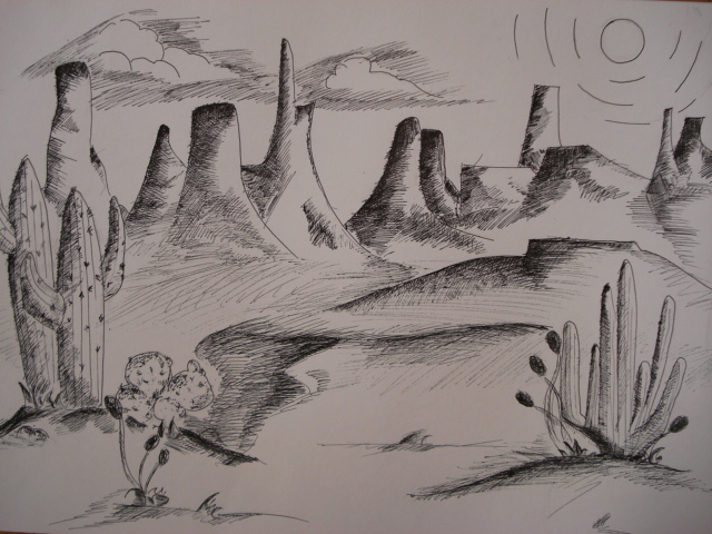 640x480 a faithful attempt southwestern pen ink landscape drawing - Landscape Pen Drawing
