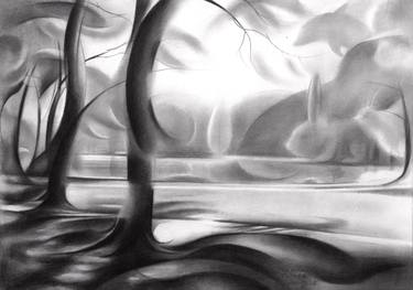 375x263 original cubism landscape pencil drawings for sale saatchi art - Landscape Pencil Drawing