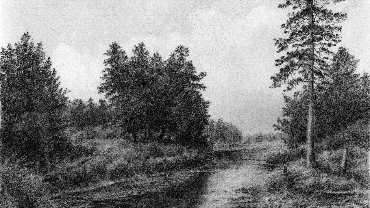 1280x720 Drawing Pencil How To Draw A Landscape With Trees And A Small - Landscape Pencil Drawing