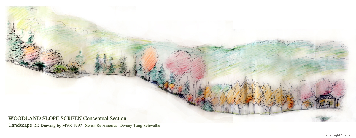 1200x464 corporate site plan landscape ny, westchester site plan landscape - Landscape Section Drawing