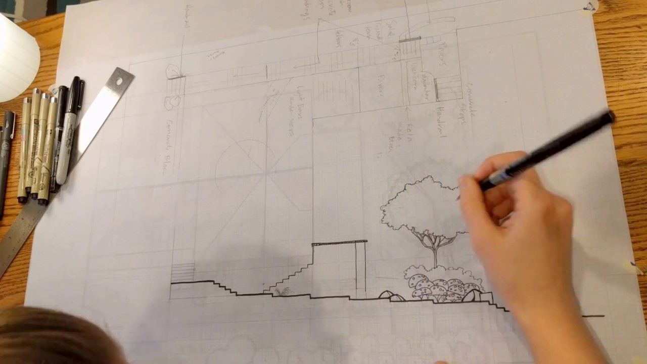 1280x720 inking a residential landscape section elevation - Landscape Section Drawing