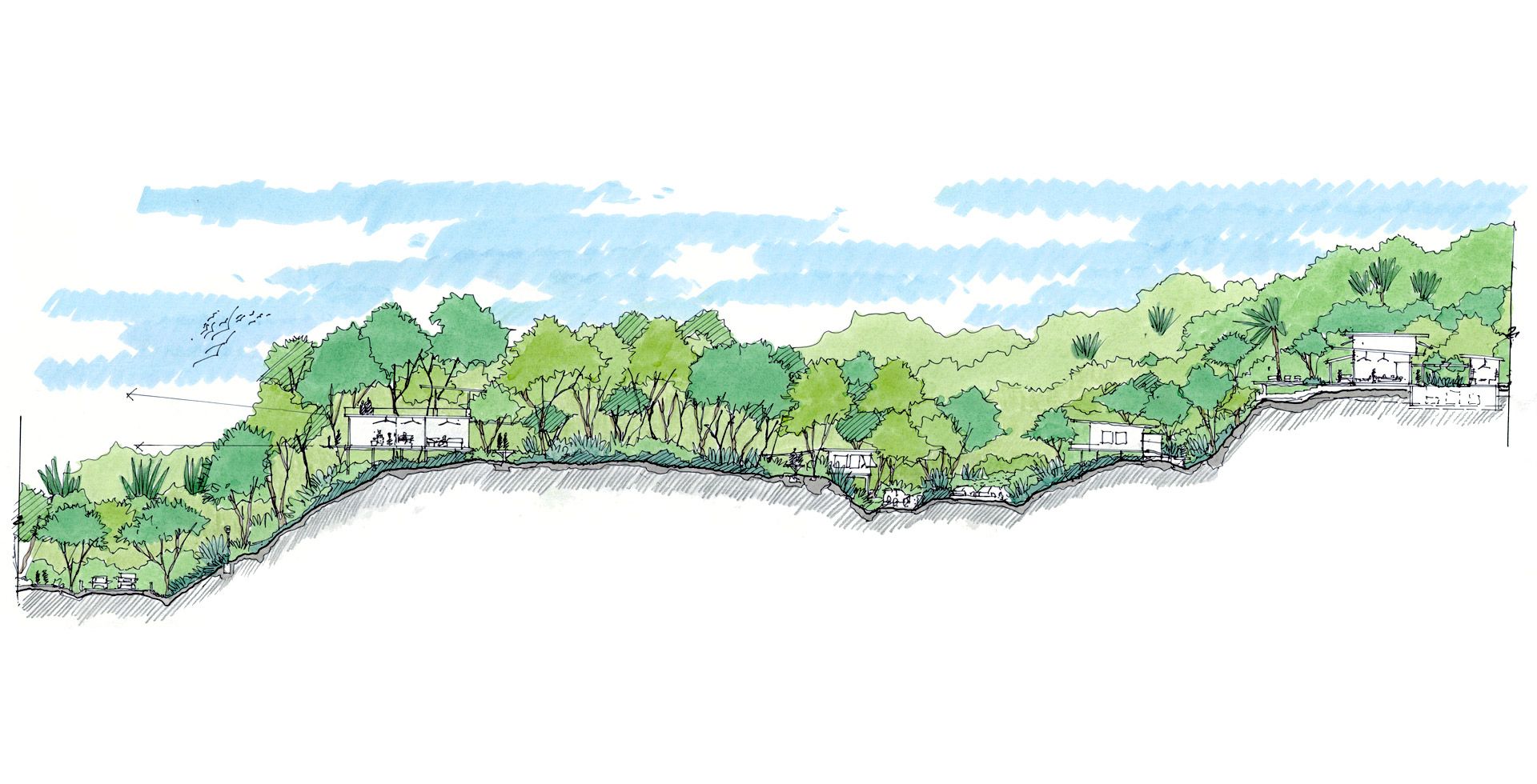 1920x980 Sections Hand Drawn Landscape Architecture Pens And Markers - Landscape Section Drawing