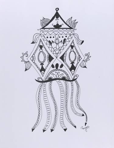 375x484 Zentangle Lantern Drawing - Lantern Drawing