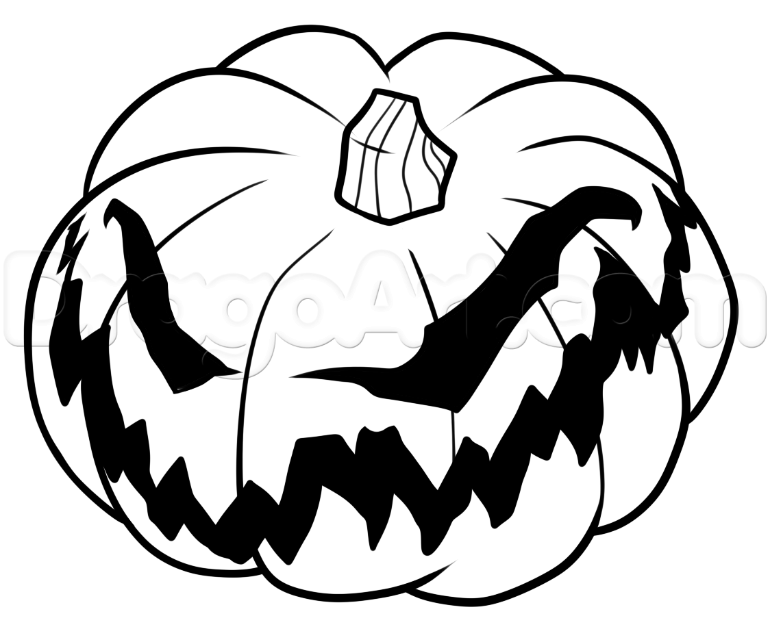 1124x919 Step Drawing A Jack O Lantern Step - Lantern Drawing Simple