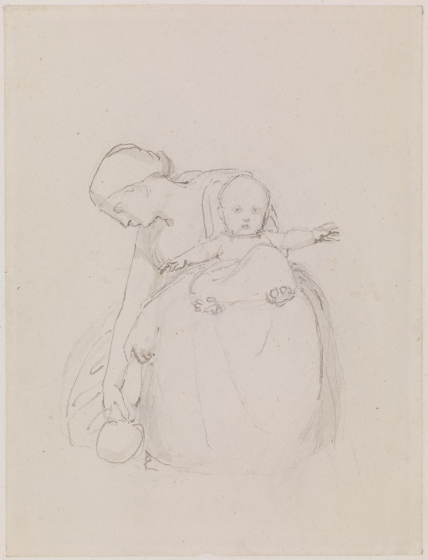 611x800 a mother with a baby on her lap art uk - Lap Drawing