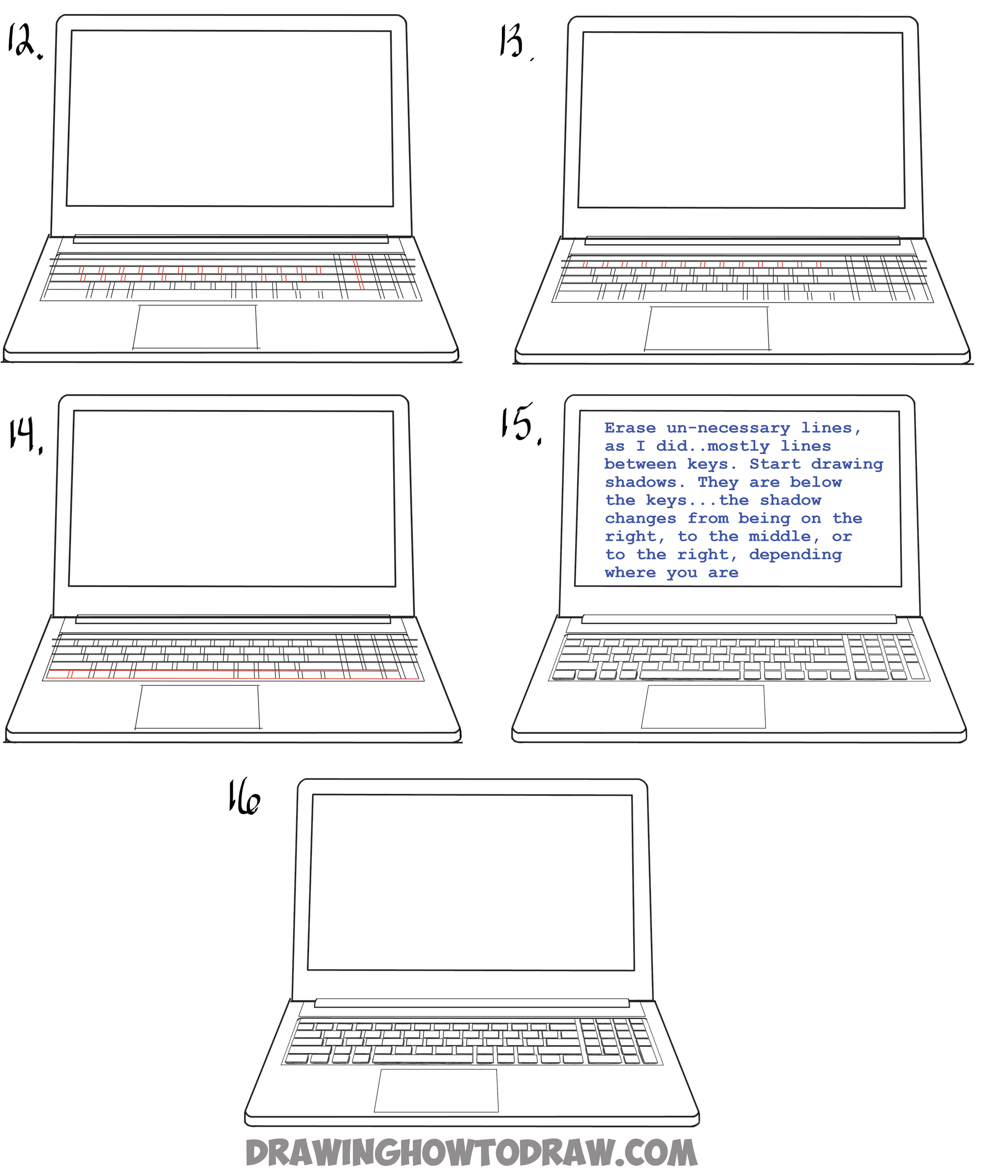2000x2382 how to draw a computer laptop using one point perspective in easy - Laptop Computer Drawing