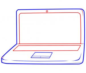 302x255 how to draw a laptop, step - Laptop Computer Drawing