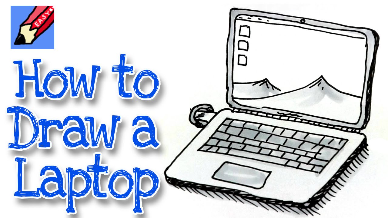 1280x720 how to draw a laptop computer real easy - Laptop Computer Drawing