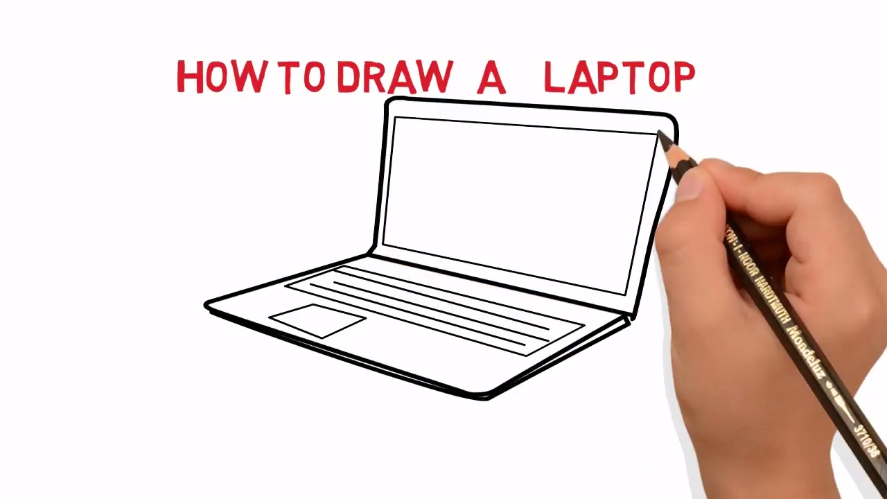 1280x720 laptop how to draw a laptopcomputer easy sketch drawing video - Laptop Computer Drawing