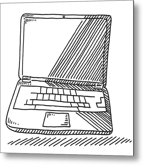 493x572 laptop computer drawing metal print - Laptop Computer Drawing
