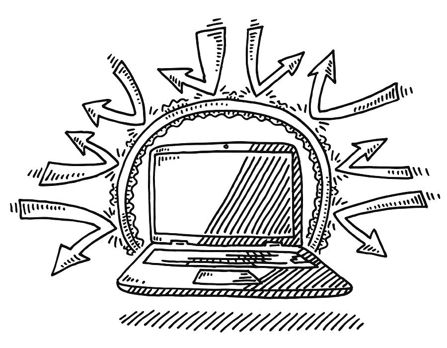 900x700 laptop computer internet security firewall drawing - Laptop Computer Drawing