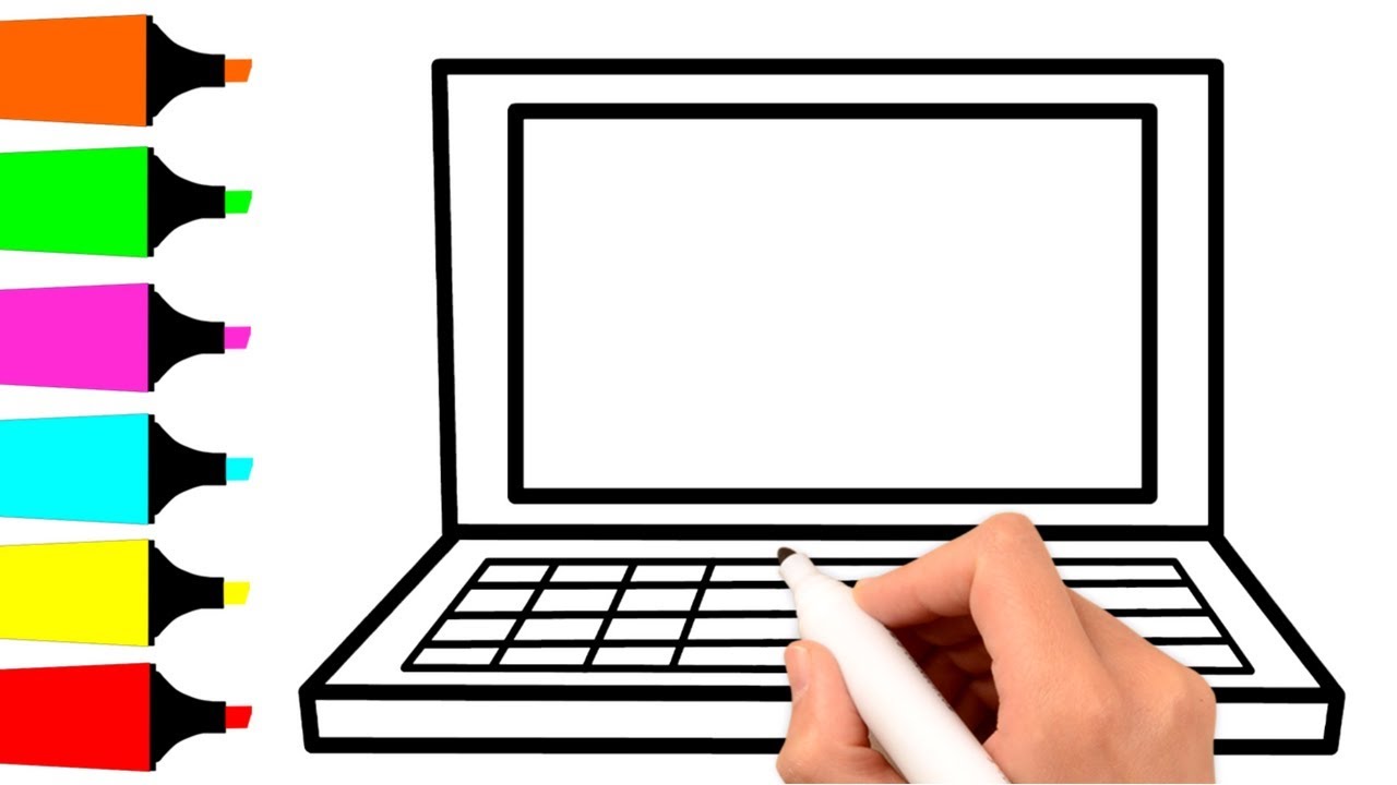 1280x720 laptop drawing and coloring for kids how to draw laptop - Laptop Computer Drawing
