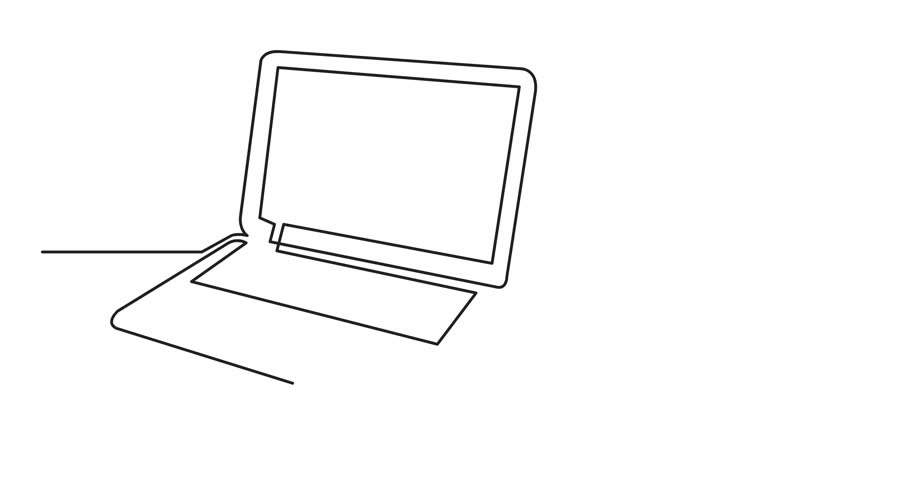 910x480 animation of continuous line drawing of laptop computer white - Laptop Computer Drawing