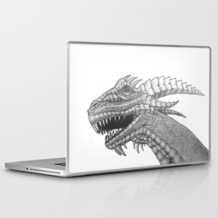 700x700 dragon head pencil drawing black and white laptop ipad skin - Laptop Drawing