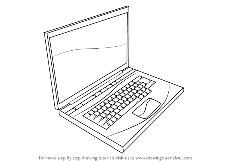 800x563 learn how to draw a laptop - Laptop Drawing