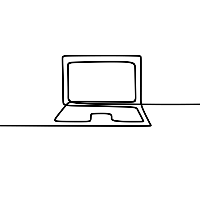 640x640 one line art of laptop drawing vector, laptop, drawing, job png - Laptop Drawing