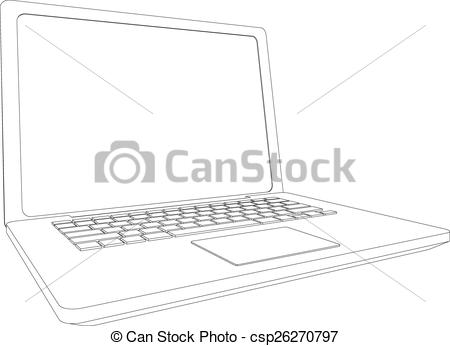 450x346 wire frame open laptop vector drawing of wire frame open laptop - Laptop Drawing